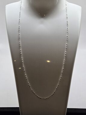 Classic Sterling Silver Beaded Long Necklace - Elegant Women’s Jewelry